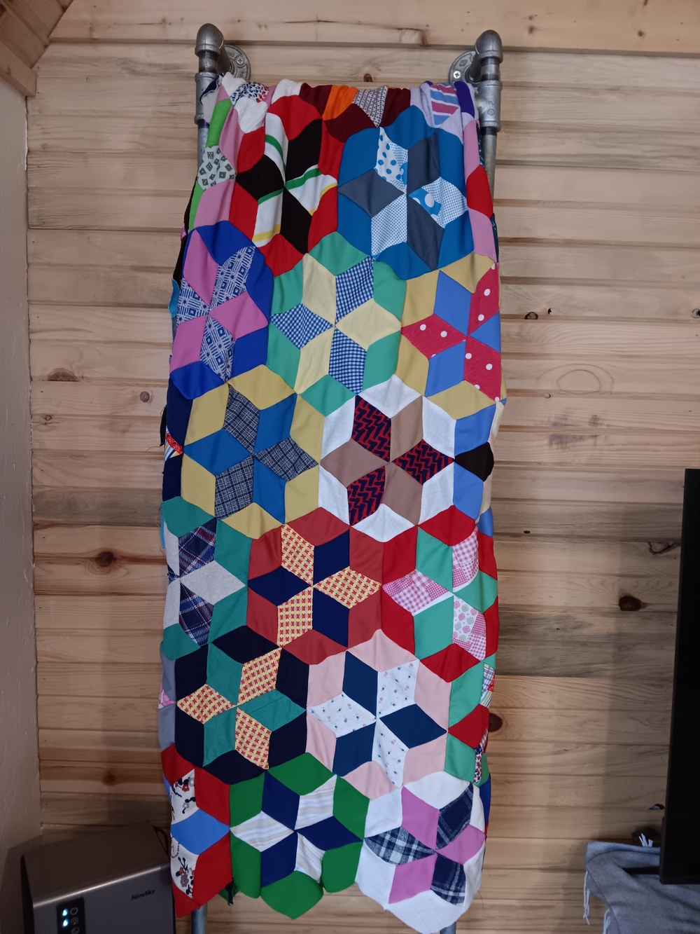 Vintage Homemade  64 X 88- Multi-Color Quilt Top